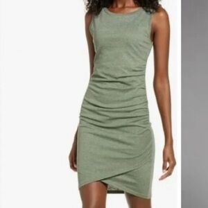 Leith Asymmetrical Ruched Sheath Mini Dress